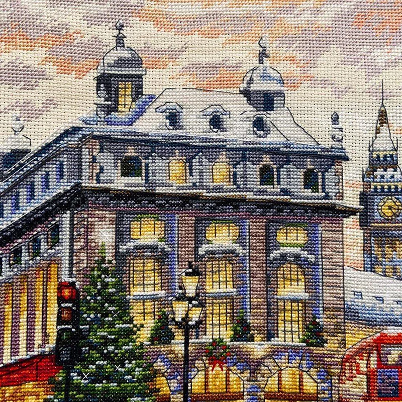 Набор для вышивки крестиком после дождя без принта с изображением улицы 11 14 карат