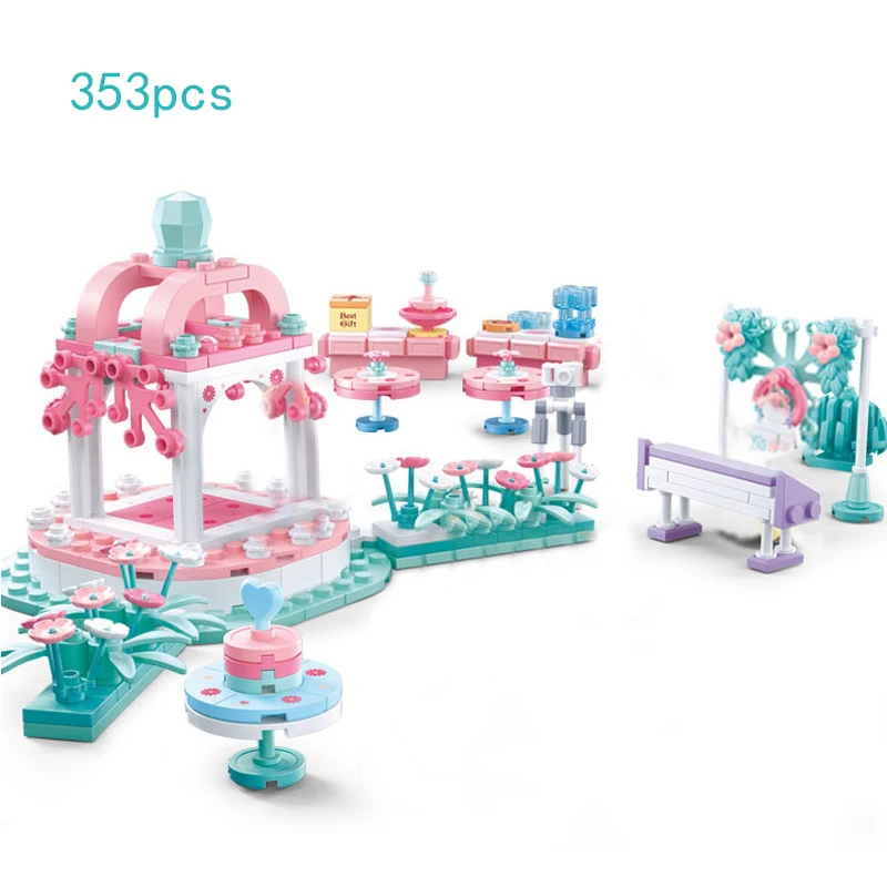 Набор игрушек для детей Sluban City Architecture Friends Wedding House, розовый автобус, гоночная принцесса, серия "Мечты".