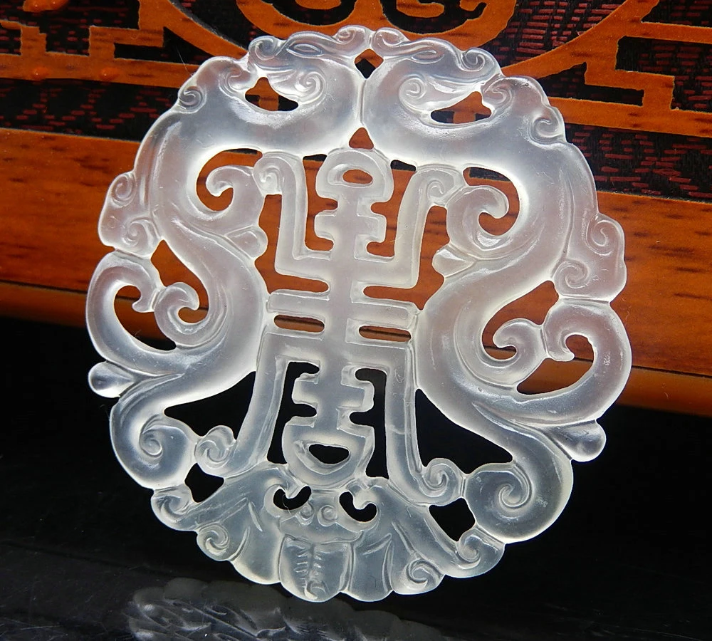 Двусторонняя подвеска в виде дракона из натурального нефрита для мужчин и женщин