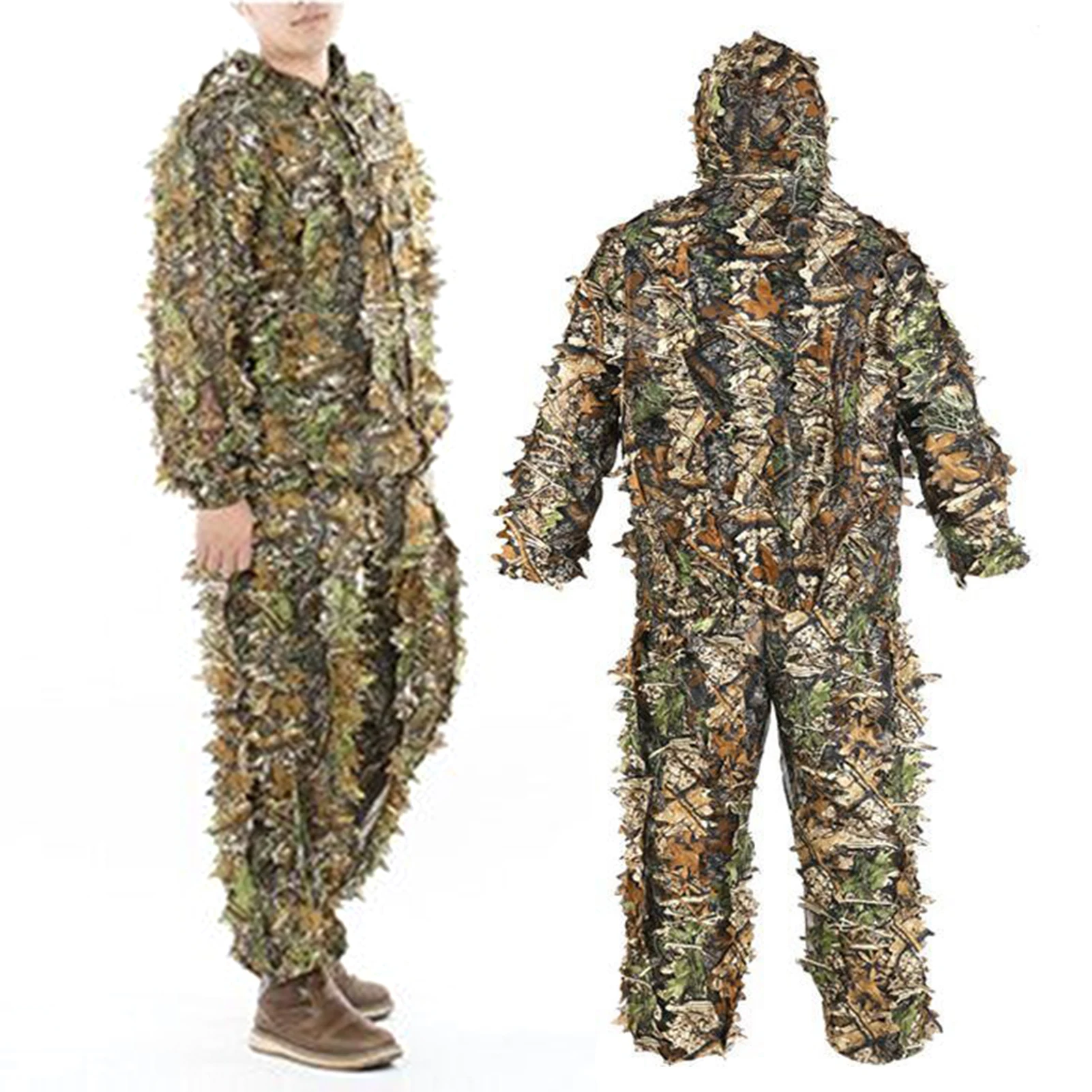 

Men Women Kids Outdoor Ghillie Suit Camouflage Clothes Jungle Suit CS Training Leaves Clothing Hunting Suit Pants Hooded Jacket
