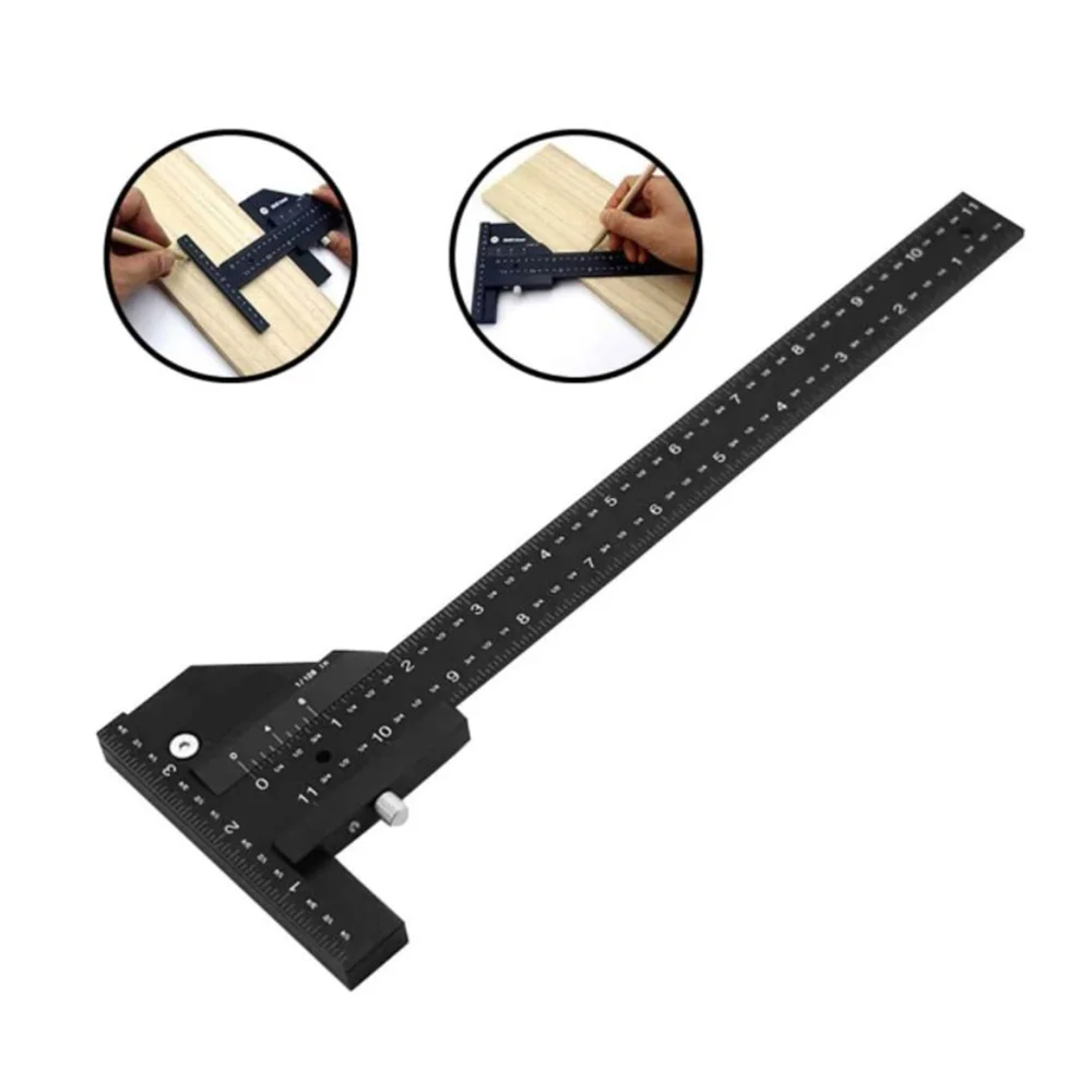 

Multifunction Woodworking Ruler Aluminum Steel Scriber Gauge Measuring Marking Framing Ruler for Carpentry DIY Tools