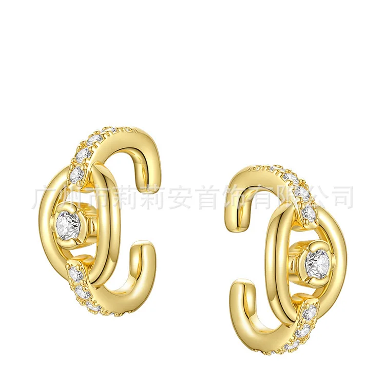 

Creative personality design feel the ear clip girl ins same fashion street beat the tide with ear clasp earrings