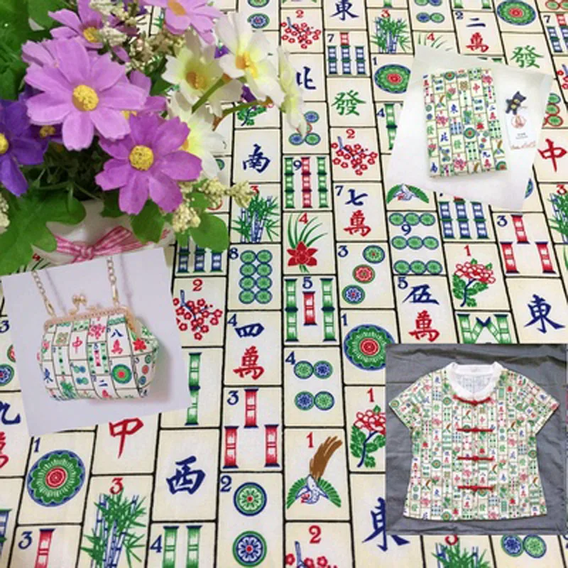 

Viaphil 100% Cotton Fabric Brand New Mahjong Printed Sewing Cloth Dress Clothing Textile Tissue