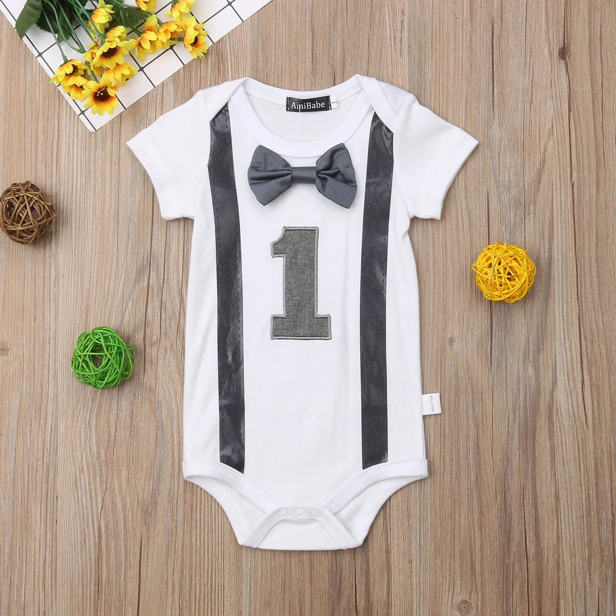 Боди с короткими рукавами и принтом для новорожденных мальчиков девочек 1 шт.