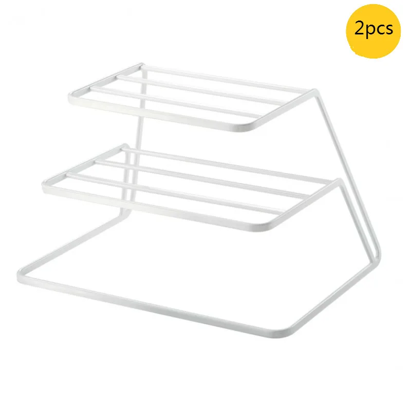 B-White 2pcs Железка для кухни трехуровневое блюдо шкафа слоистых полка-контейнер для хранения столовой посуды полка блюдо организовать сушилка XI3051631 - Цвет: B-White 2pcs