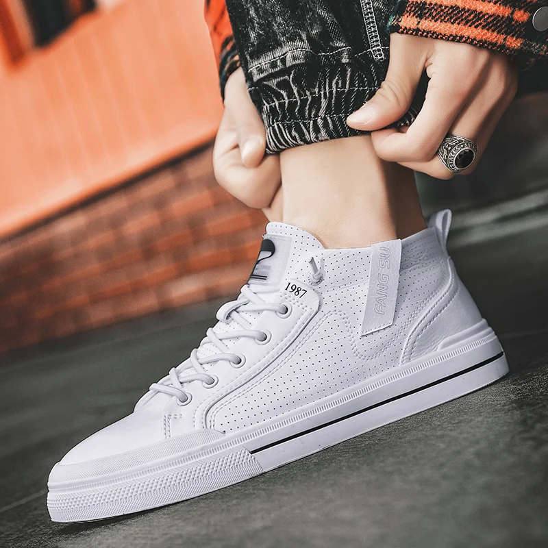 

Original Casual Shoes For Adult Beige White Mens Fashion Casual Sneakers Mid-Top Men Flats Shoes Brand Young Casual Men Sneakers