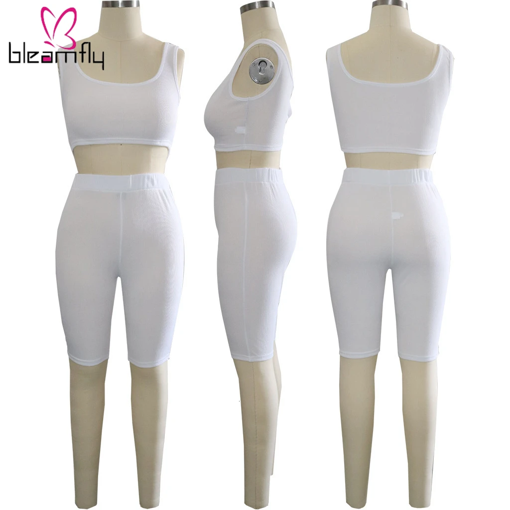 2019 летний женский трикотажный топ без рукавов до колен штаны костюм из двух
