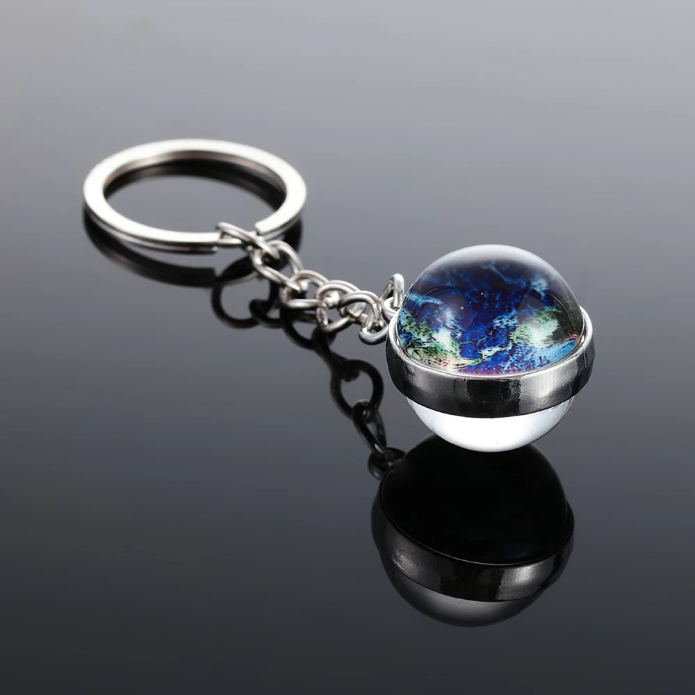 Цепочка для ключей светящаяся луна стеклянный шар земля солнце Jupiter планета