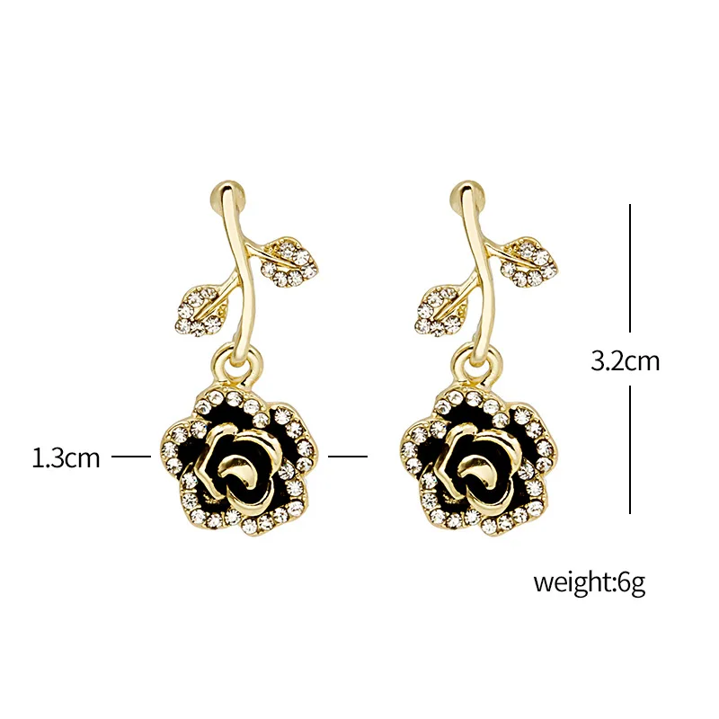 

Silver Needle Retro Artistic Temperament Rose Flower Stud Earrings Fashion Wild Personality Flower Earrings