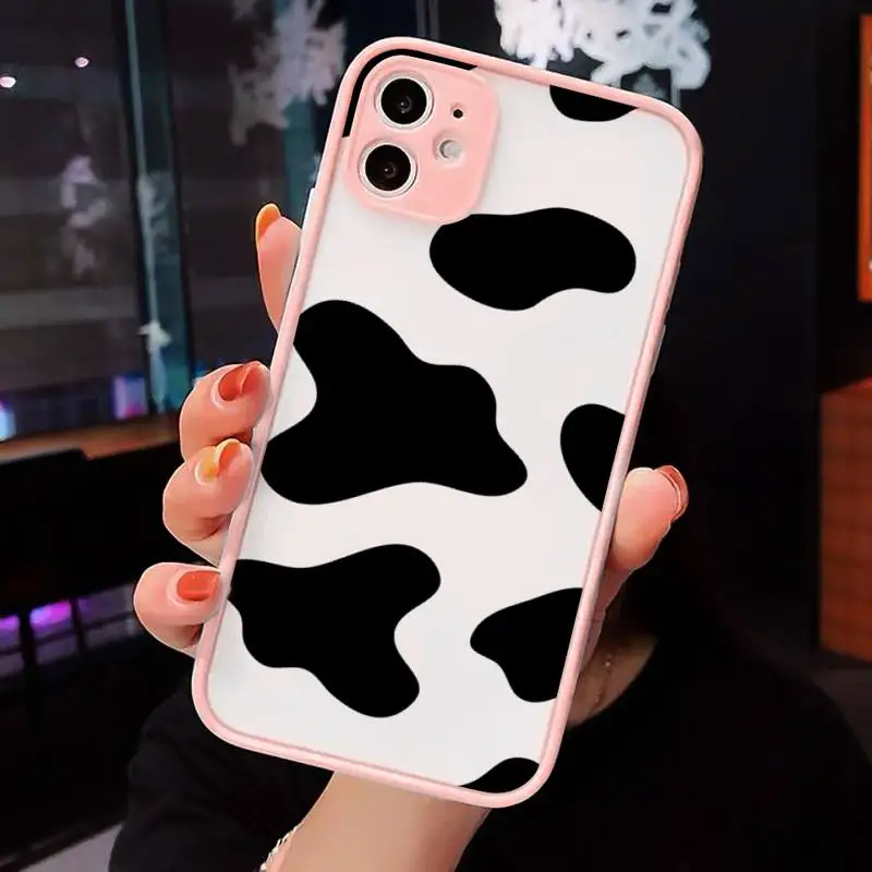 

cow Phone Cases Matte transparent For Pink iPhone 12 Mini 11 Pro XR XS Max 7 8 Plus X Back Cover