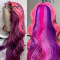 purple colored lace front wig remy human hair ombre pink lace front human hair wigs preplucked body wave transparent lace wigs