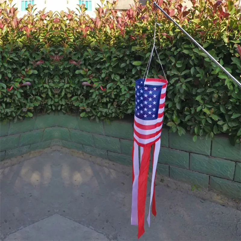

2Pcs American US Flag Windsock Stars and Stripes Rainbow Windsock Bag with Hook 2020 Outdoor Patriotic Garden Yard Hanging