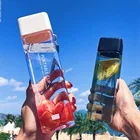 1 шт. прозрачная квадратная пластиковая Матовая бутылка для воды уличная чашка для холодного сока для водных видов спорта с портативной молочной веревкой кружка для воды 2021