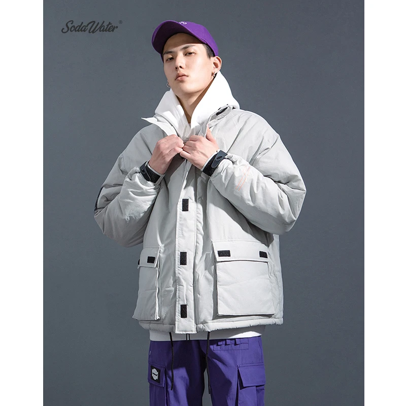 SODAWATER Мужская однотонная зимняя куртка 2019 уличная одежда свободный крой парка