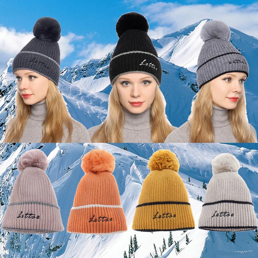 Модные женские туфли однотонные помпоном зимняя Кепки щипцы для завивки волос с