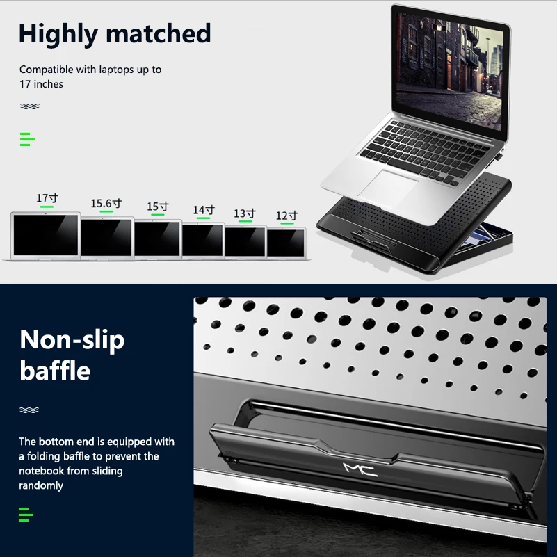 Охлаждающая подставка для ноутбука 2 USB порта 6 скоростей регулируемый