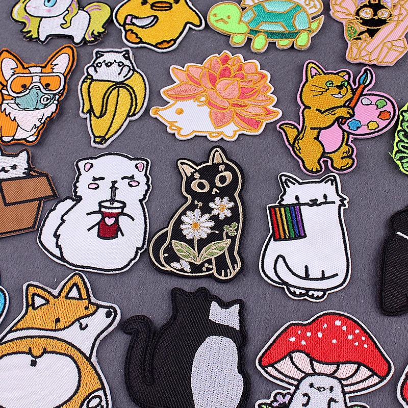 Термоклейкие нашивки с вышивкой в виде кошки для рюкзака | Дом и сад