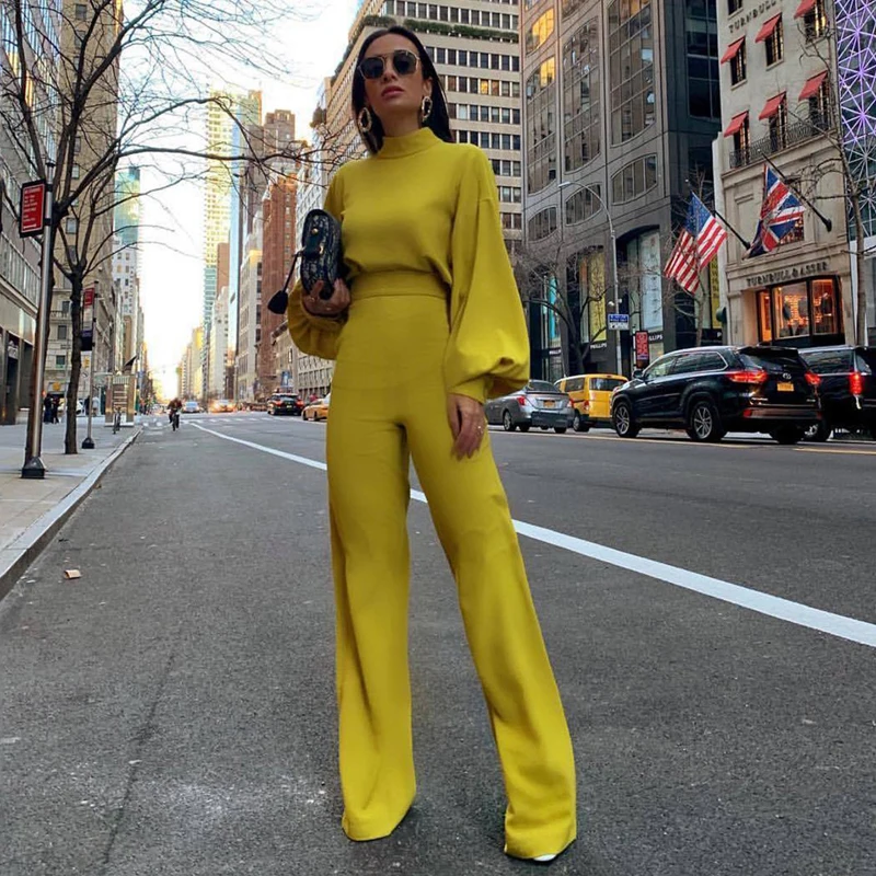 

Jumpsuit Women Bodysuit Elegant Sexy Rompers Womens Long Sleeve Casual Wide Legs Jumpsuits Backless Clothes Black 2021 Fashion