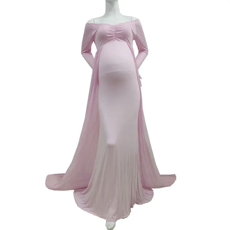 

Shoulderless Long Sleeve Pregnancy Dress Photography Props Maternity Maxi Gown Dresses For Photo Shoot Pregnant Women Clothes