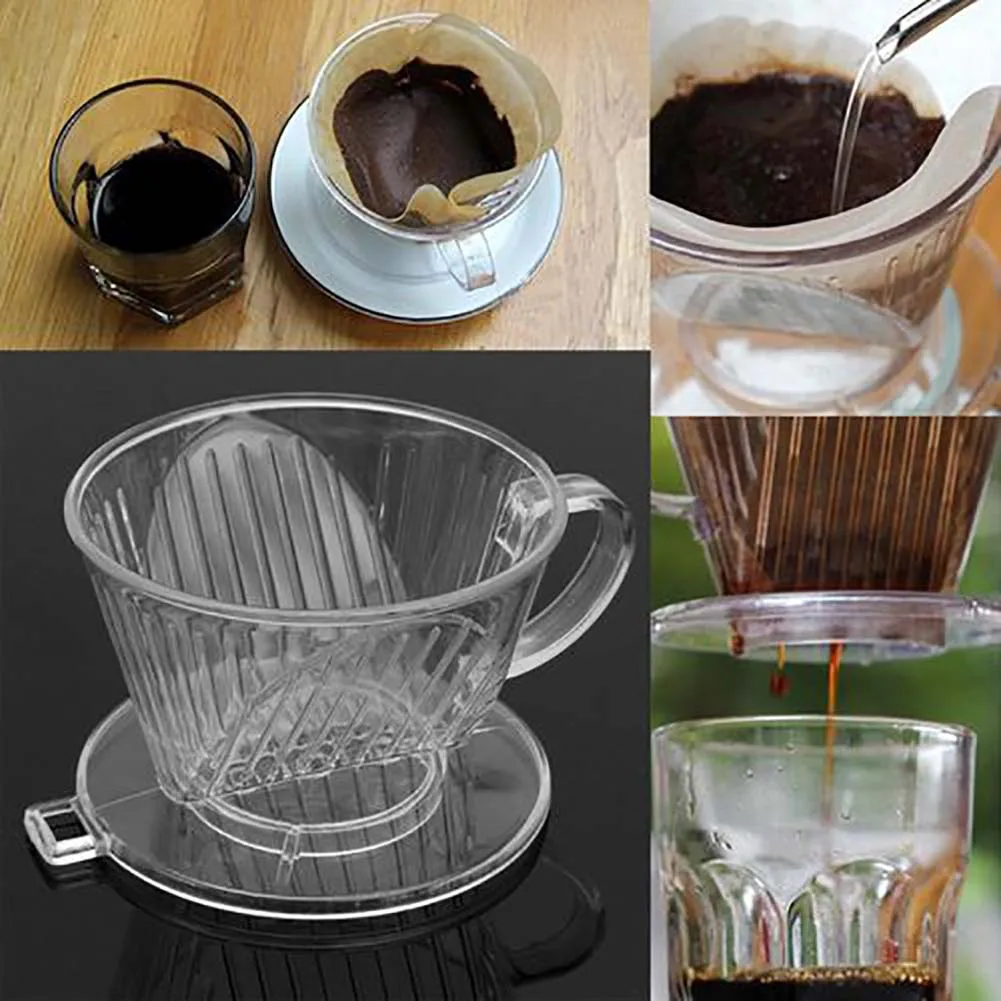 

Plastic Clear Coffee Filter Cup Cone Dripper Maker Brewer Holder 85x60mm Reusable Coffeeware Kitchen Gadgets Accessories