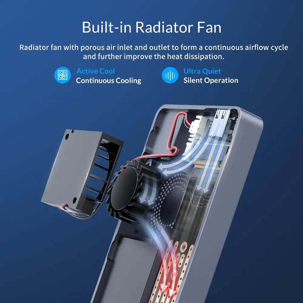 Корпус SSD ORICO M.2 NVME самоохлаждаемый корпус с экраном для M Key B + диск USB C 10 Гбит/с