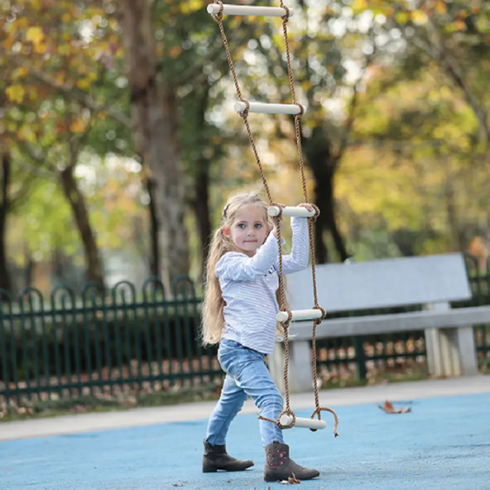 5 Wooden Rungs PE Rope Ladder Children Climbing Toy Kids Sport Swing Safe Fitness Toys Equipment Indoor Outdoor Garden Ma14 | Спорт и