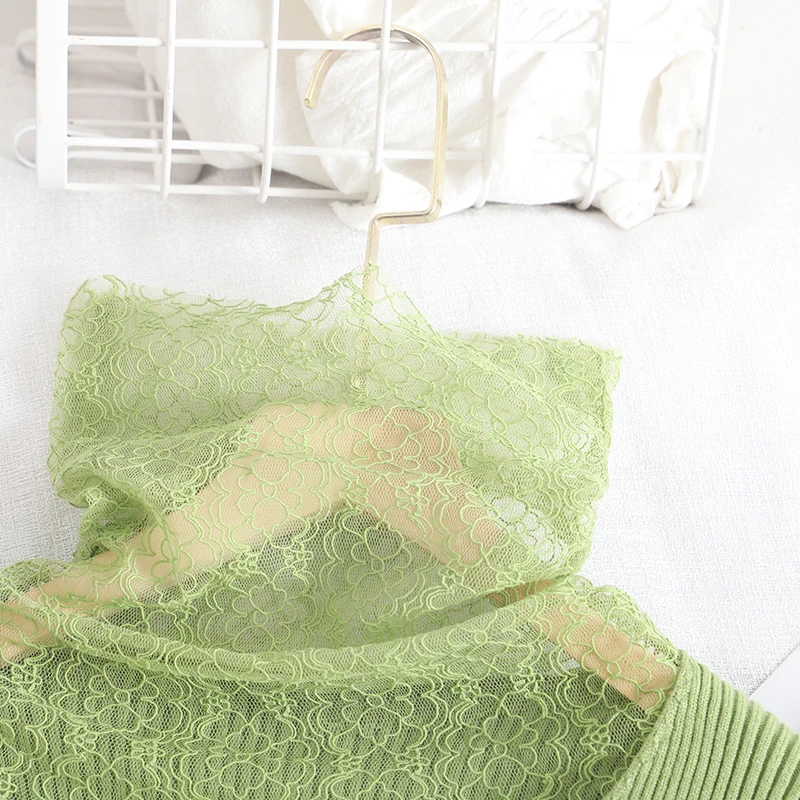 Шикарные женские свитера с кружевным воротником облегающие Женские трикотажные