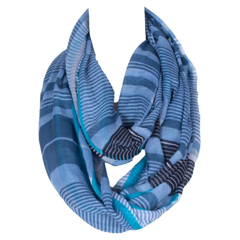 

Fashion Lightweight Women Scarf Striped Print Small Ring Infinity Loop Neckerchief Foulard 180*50 cm
