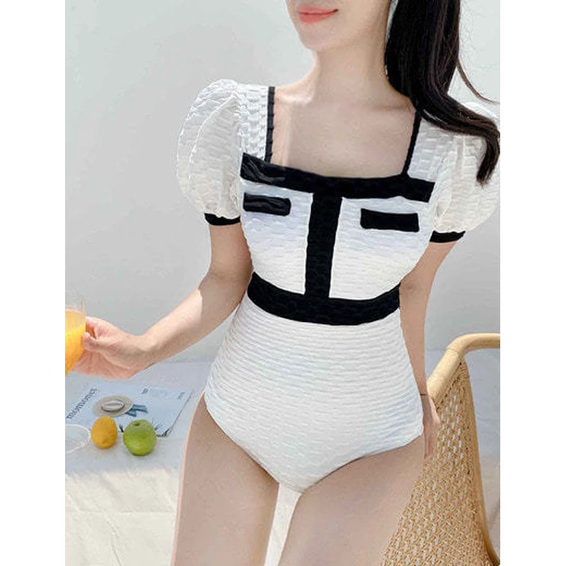 

Женский купальный костюм с эффектом пуш-ап, пляжная одежда большого размера, пляжная одежда, однотонное цельное бикини из полиэстера, купал...