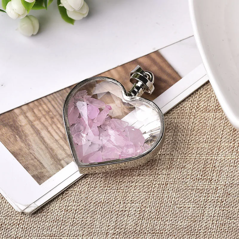 Модные простые натуральные кристаллы подвеска в форме сердца ожерелье для