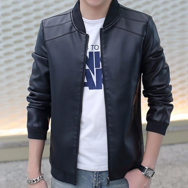Куртки из искусственной кожи для мужчин 2020 куртка-бомбер мужские пальто ПУ