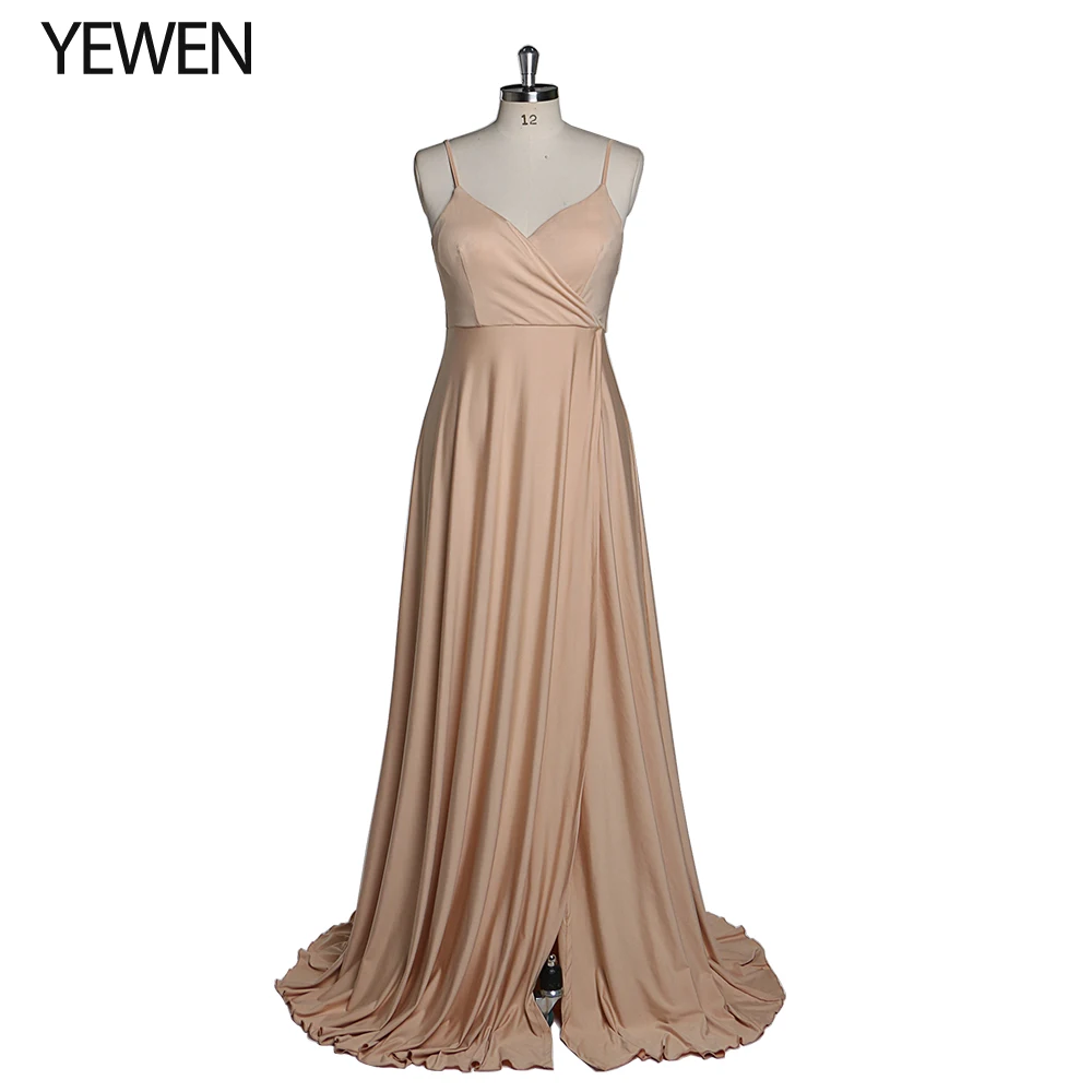 Stretch Fabric Sling Dress Elegant Women Spaghetti Strap Formal Dresses Slim Fit Matching All Robes Custom Color YEWEN