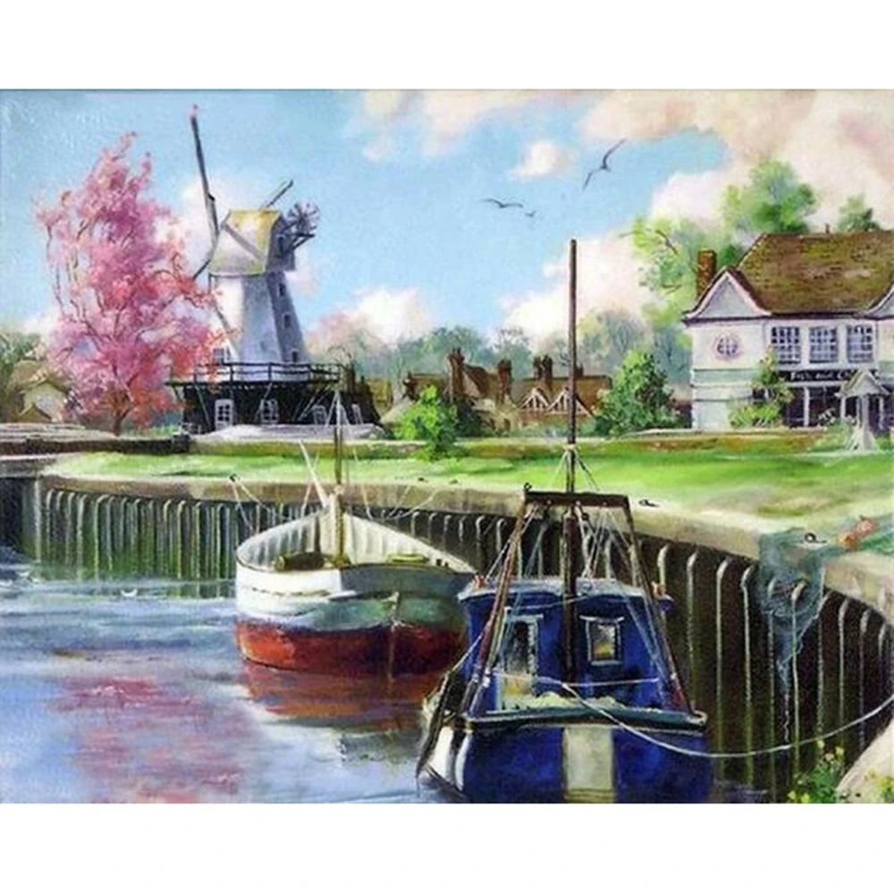 

DIY 5D Даймонд, вышивка крестиком на рисунке, Парусник в море вышивка продажи Фотографии Стразы Алмазная Мозаика Декор для дома подарок ручной...