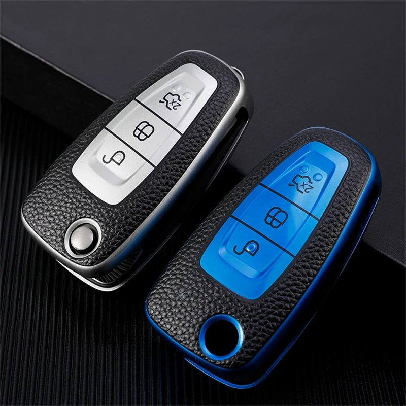 Кожаный ТПУ чехол для автомобильного смарт-ключа с полным покрытием Корпус Ford Focus