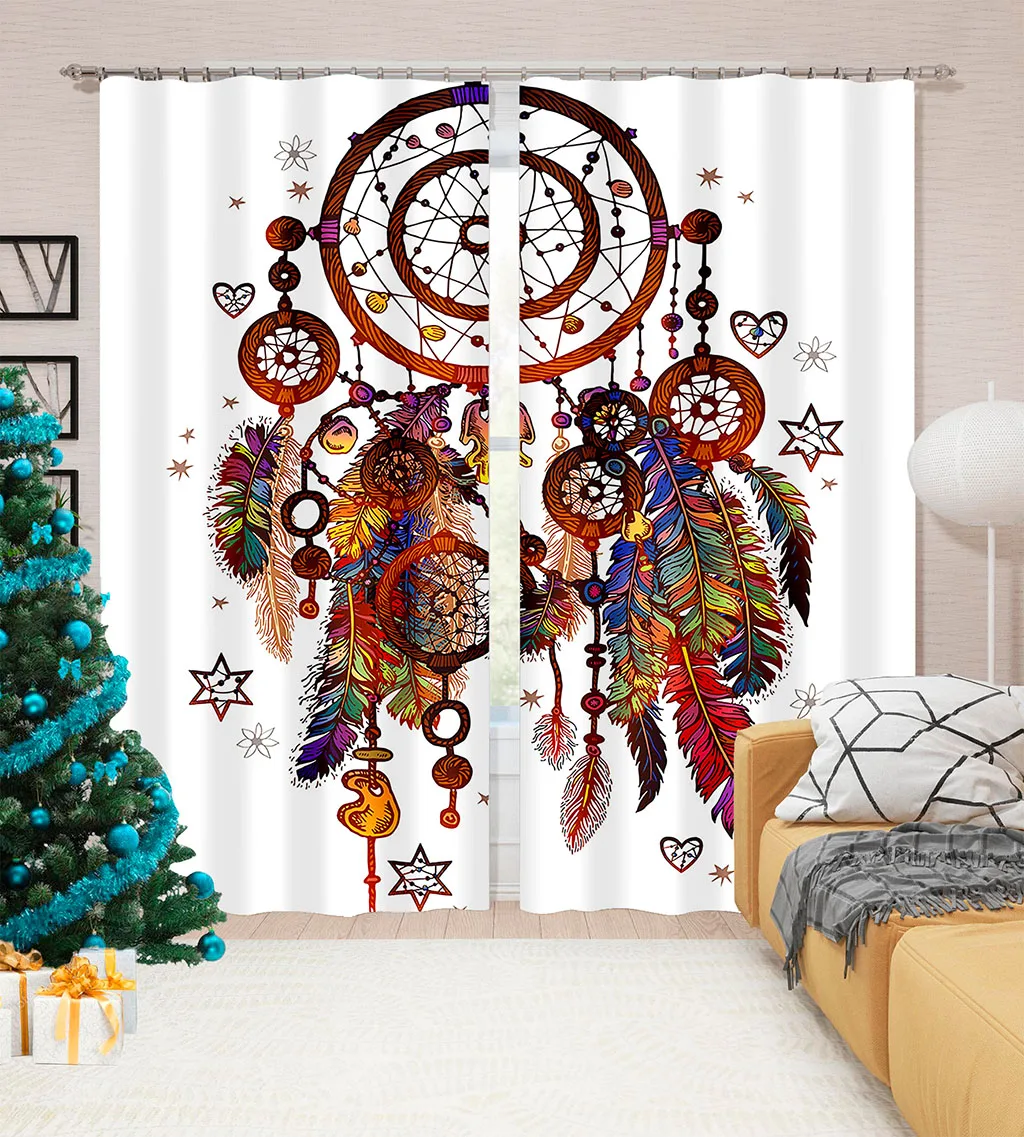 

3D Personalized Graffiti Feather Pattern Bedroom Adult Living Room Curtain Custom Curtain Suit Bedroom with Hook Accessories