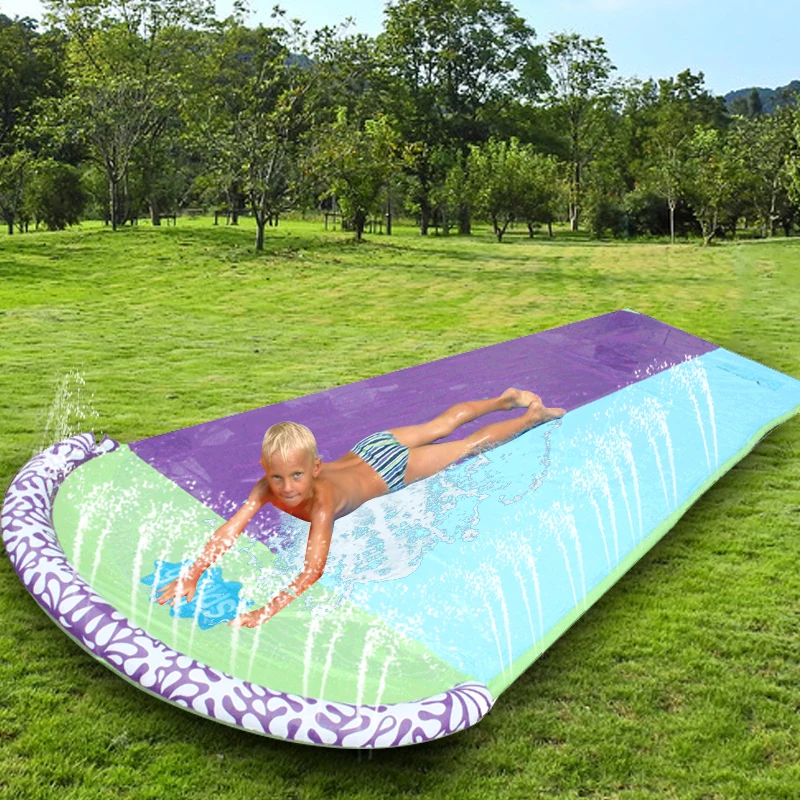 

Kids 4.8m Giant Surf 'N Double Water Slide Lawn Water Slides For Children Summer Pool Games Fun Toy backyard Outdoor Wave Rider