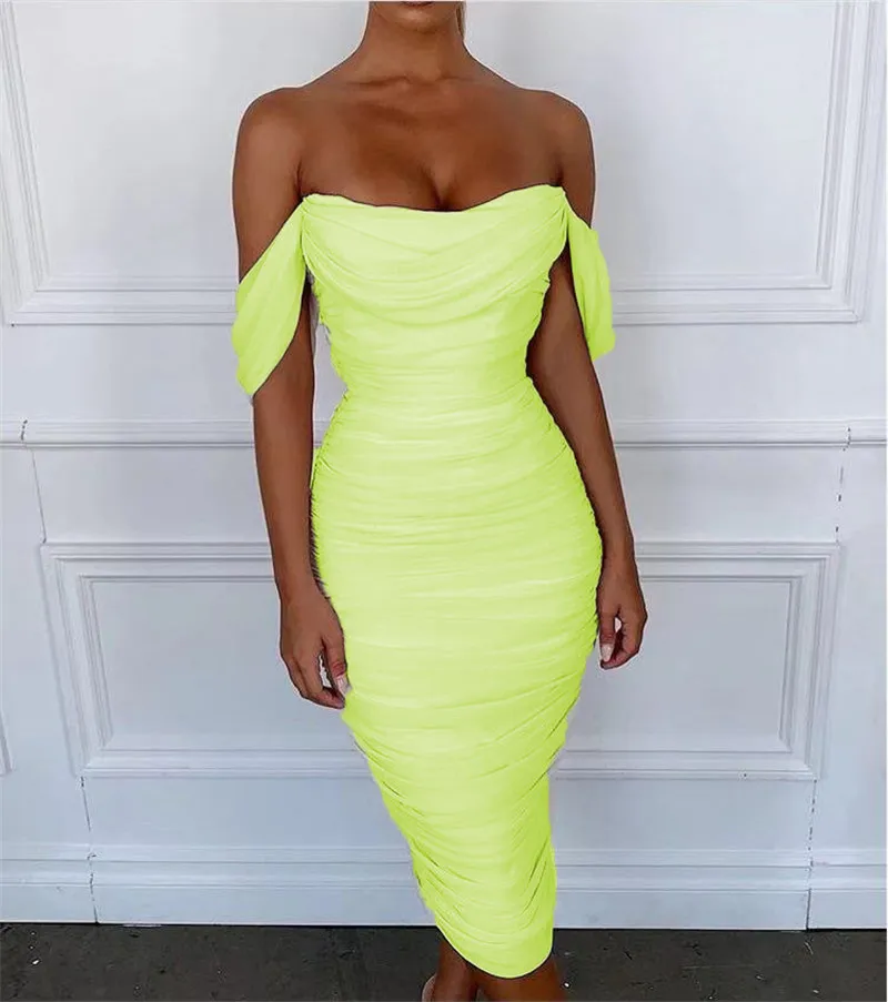 Шикарный Vestido Для женщин Бандажное платье с открытыми плечами знаменитости