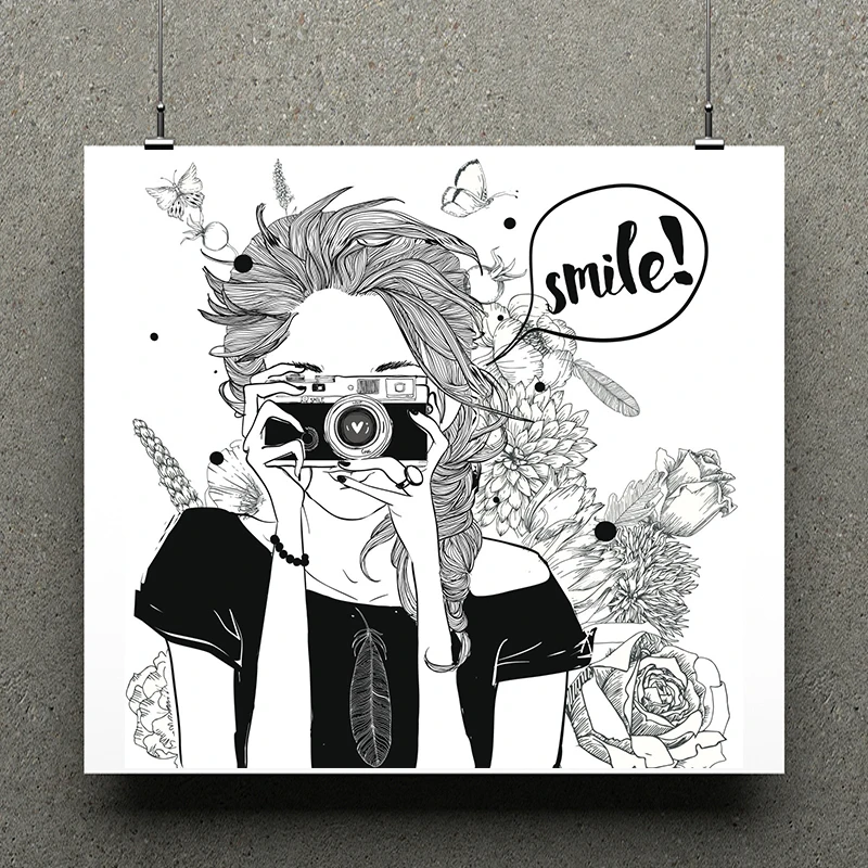 

ZhuoAng Girl Taking Pictures Clear Stamps For DIY Scrapbooking/Card Making Decorative Silicon Stamp Crafts