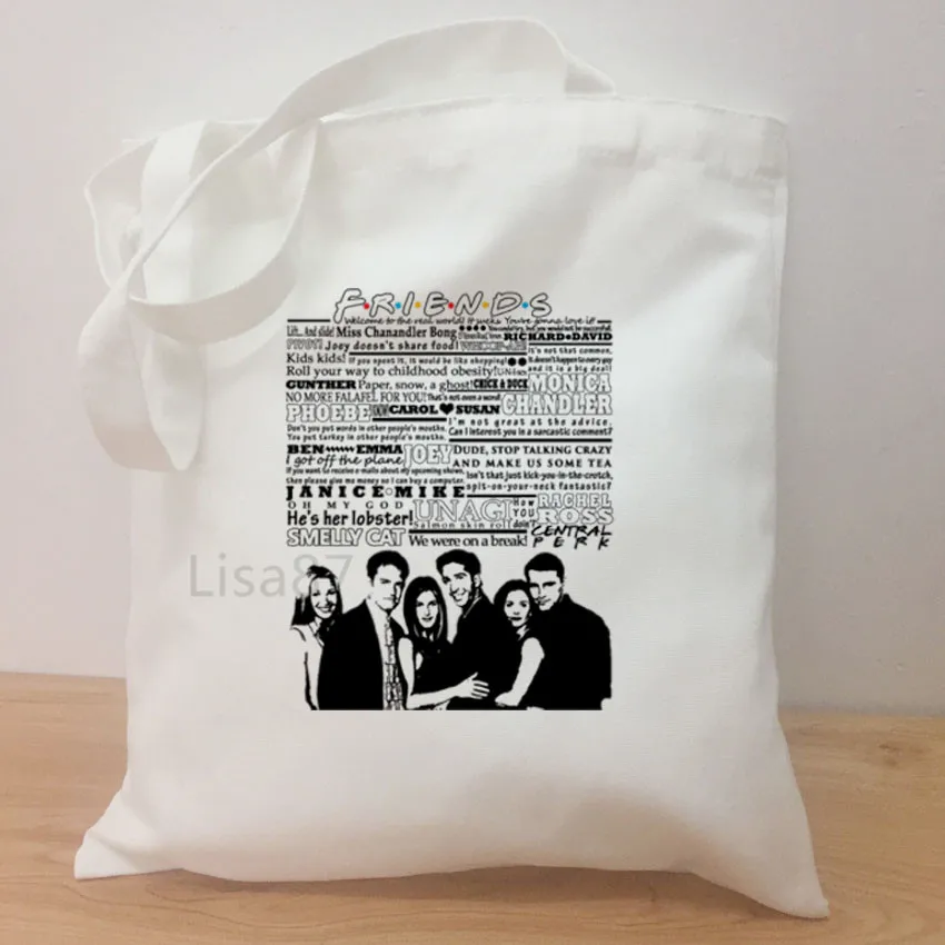 Casual shoulder large capacity simple shopping bag Friends TV Fans girls hand bag women simple package bag Tote Bag - Цвет: C10