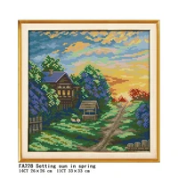 landscape picture cottage sunset cross stitch kit 14ct 11ct canvas printing home decoration printing fabric painting embroidery
