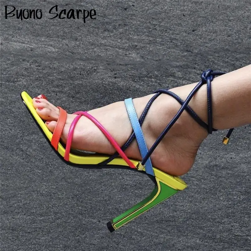 Брендовые дизайнерские босоножки на шпильках Босоножки каблуке 10 см летние