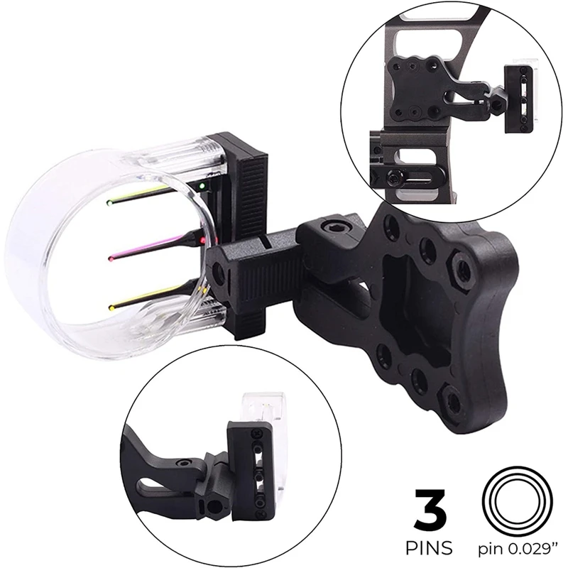 

Archery Sights,3-Pin Bright Fiber Optics - Archery 3-Pin Bow Sight for Hunting Compound Bow Accessories- Black