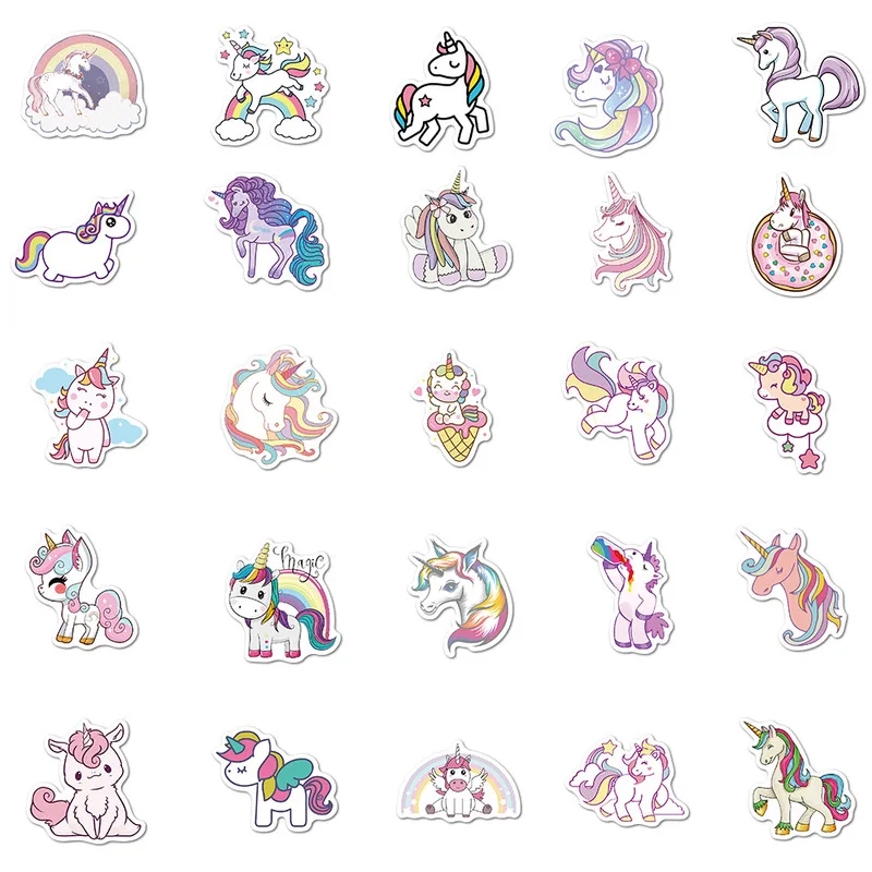 Pegatinas impermeables para port&aacute;til, calcoman&iacute;as de guitarra con dibujos de unicornios y animales, DIY Graffiti a pegatina de equipaje, 100 Uds.-2