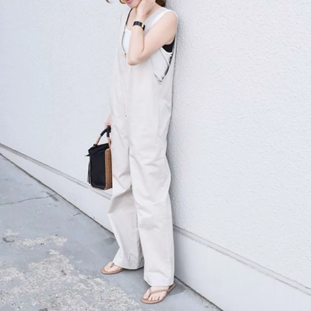 

Jumpsuit Besh Casual Plain Trousers Women's Fashion Mid Waist Wearing Slim All-in-One Salopette 2021 New Style Women Clothes