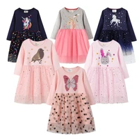 unicorn princess girls dresses animals print winter cotton childrens costume baby girls long sleeve birds butterfly dress