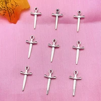 10pcs vintage tibetan silver color dagger sword craft charms jewelry making pendants handmade diy necklace bracelet accessories