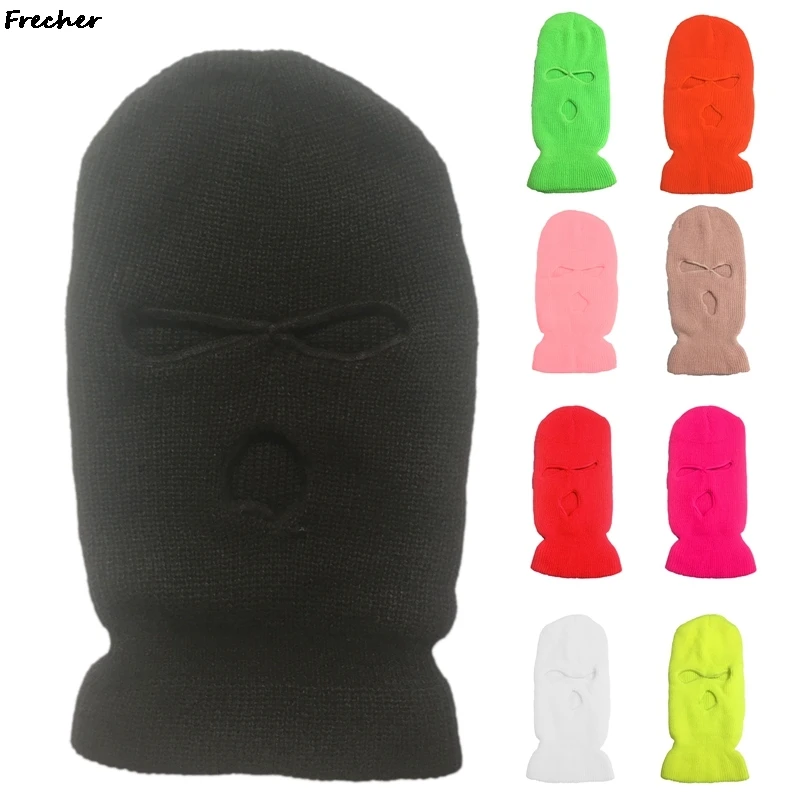 Зимняя вязаная шапка теплая мягкая Лыжная Шапка на все лицо с 2/3 отверстиями