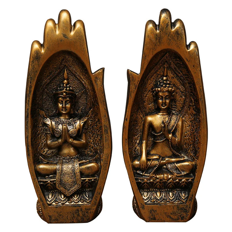 

resin Zen Buddhist hand Buddha ornaments study Buddhist hall Bogu shelf town residence to protect peace decoration ornaments