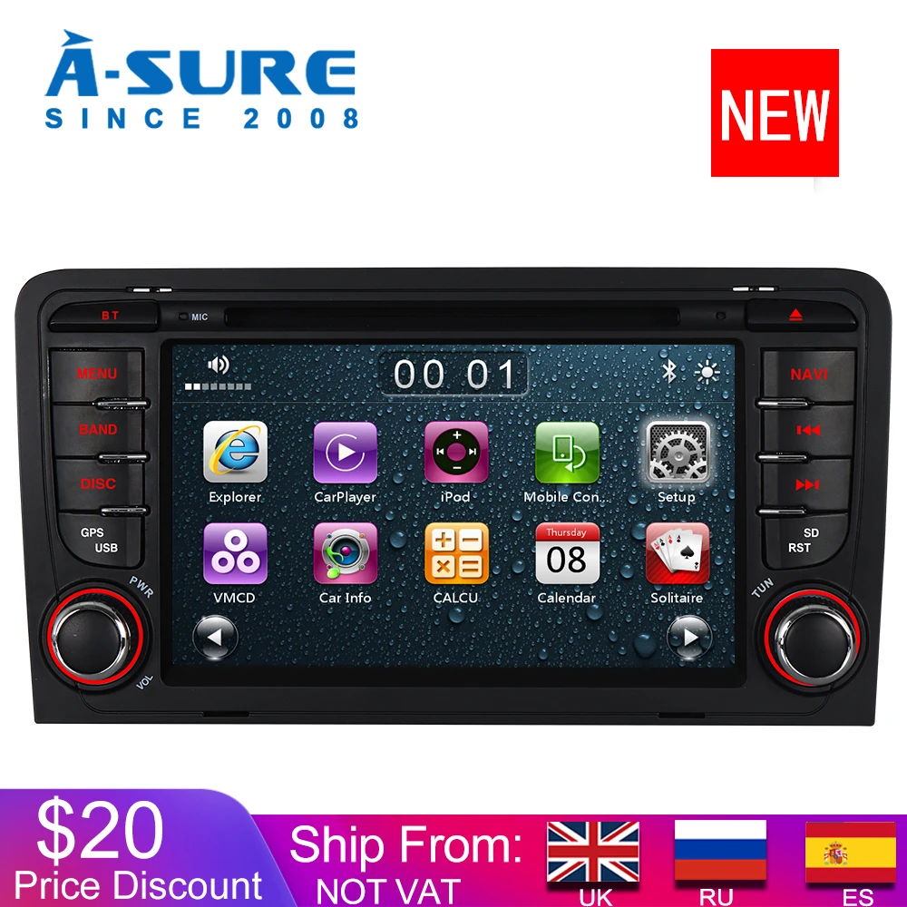 Автомобильный радиоприемник A Sure 2 Din Cortex A9 DVD GPS спутниковый навигатор в