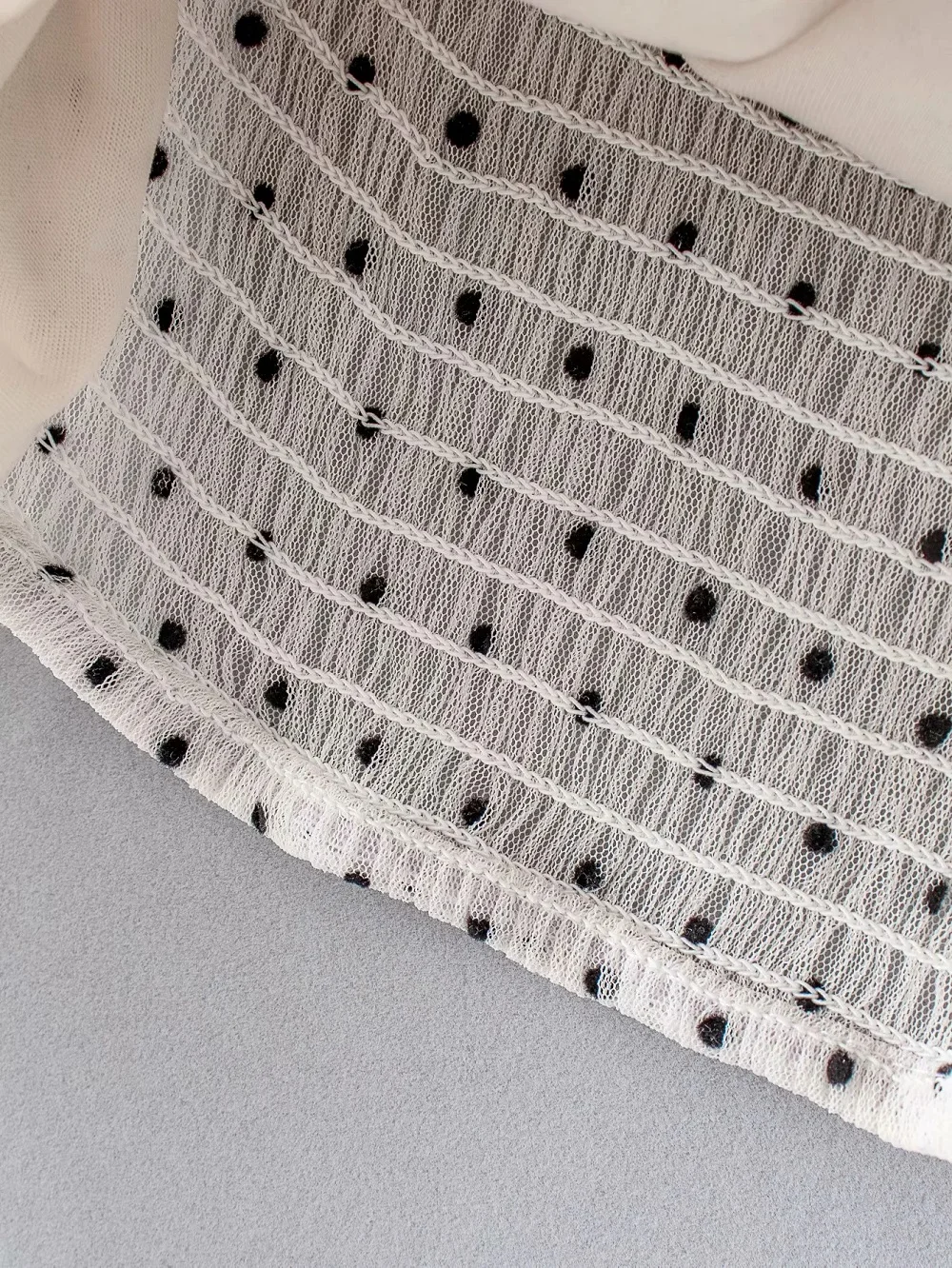 2020 Women Fashion Polka Dot Transparent Short Blouse Vintage Square Collar Draped Smock Casual Girls Chic Tops | Женская одежда